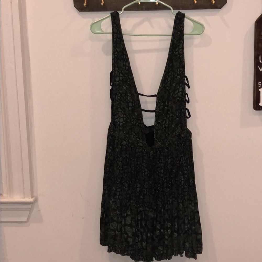 Free People green and black dress with open middle
